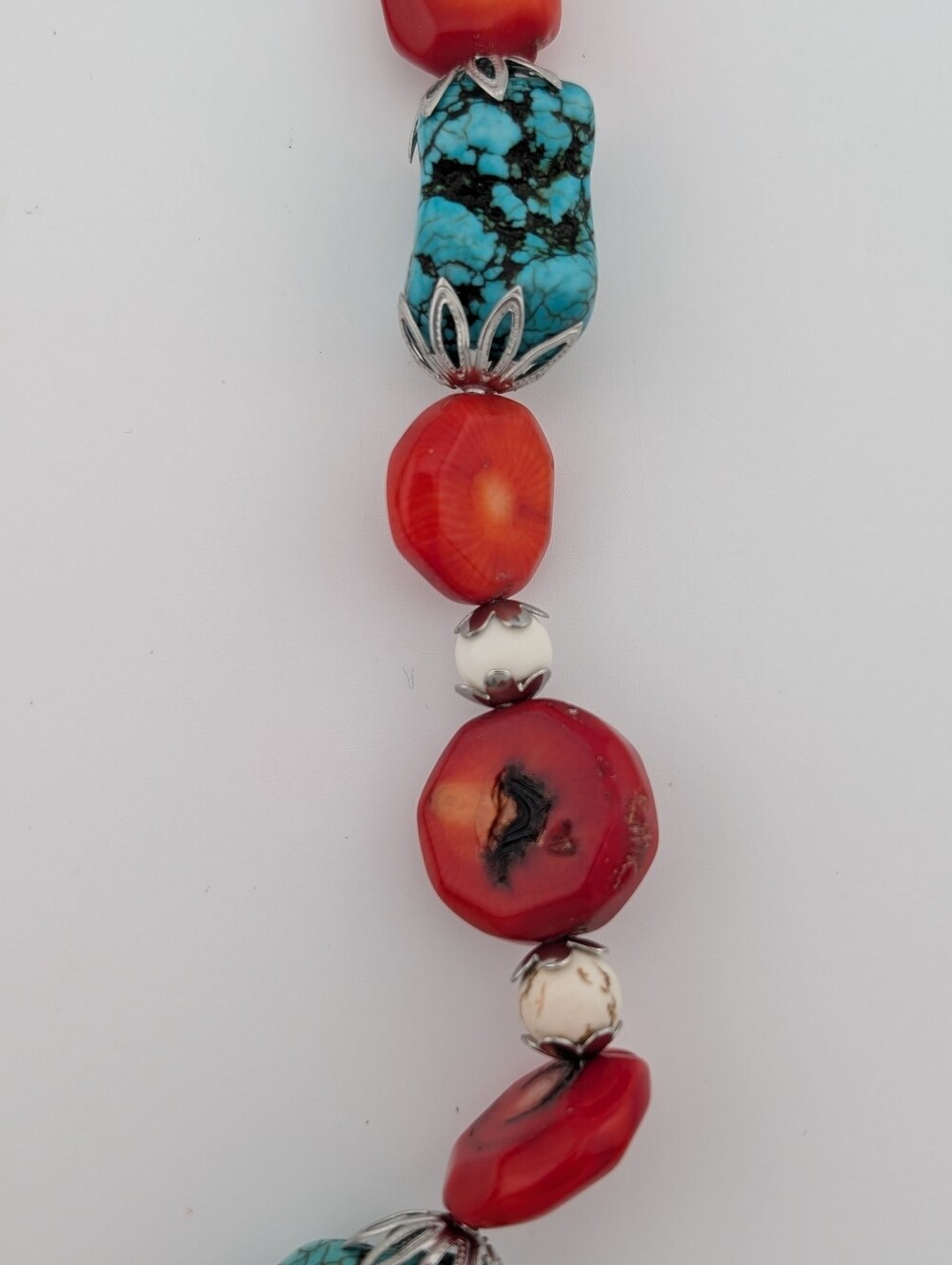 NWT Chunky Red Coral & Turquoise Beaded Southwestern Boho Statement Necklace - Picture 7 of 9